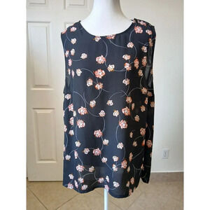 Who What Wear‎ Size M Tank Top Sleeveless Black Floral